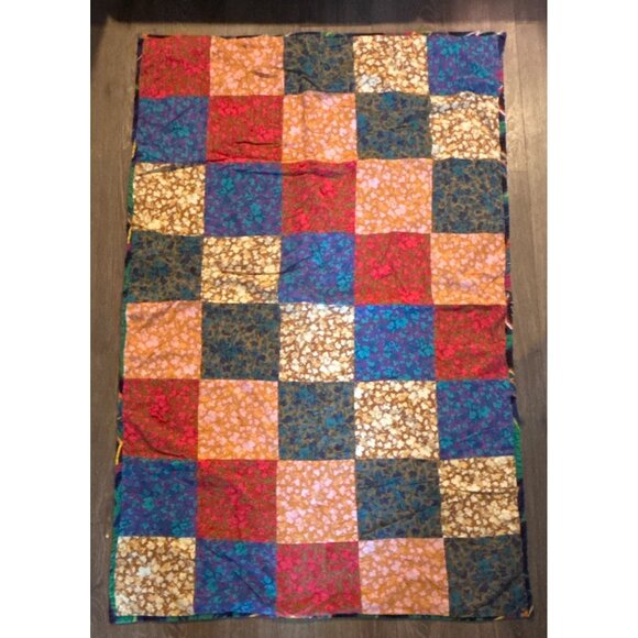 Handmade Floral Patchwork Quilt Blanket Multicolor - Picture 1 of 4